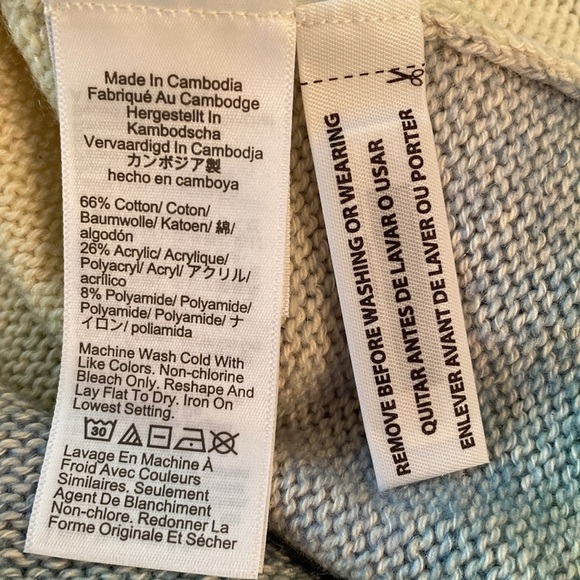 J Crew (2023) Cotton Crew Neck L/S Ombré Stripe Cream Green Blue CreamSweater XS - Picture 7 of 8